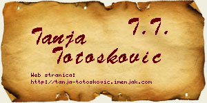 Tanja Totošković vizit kartica